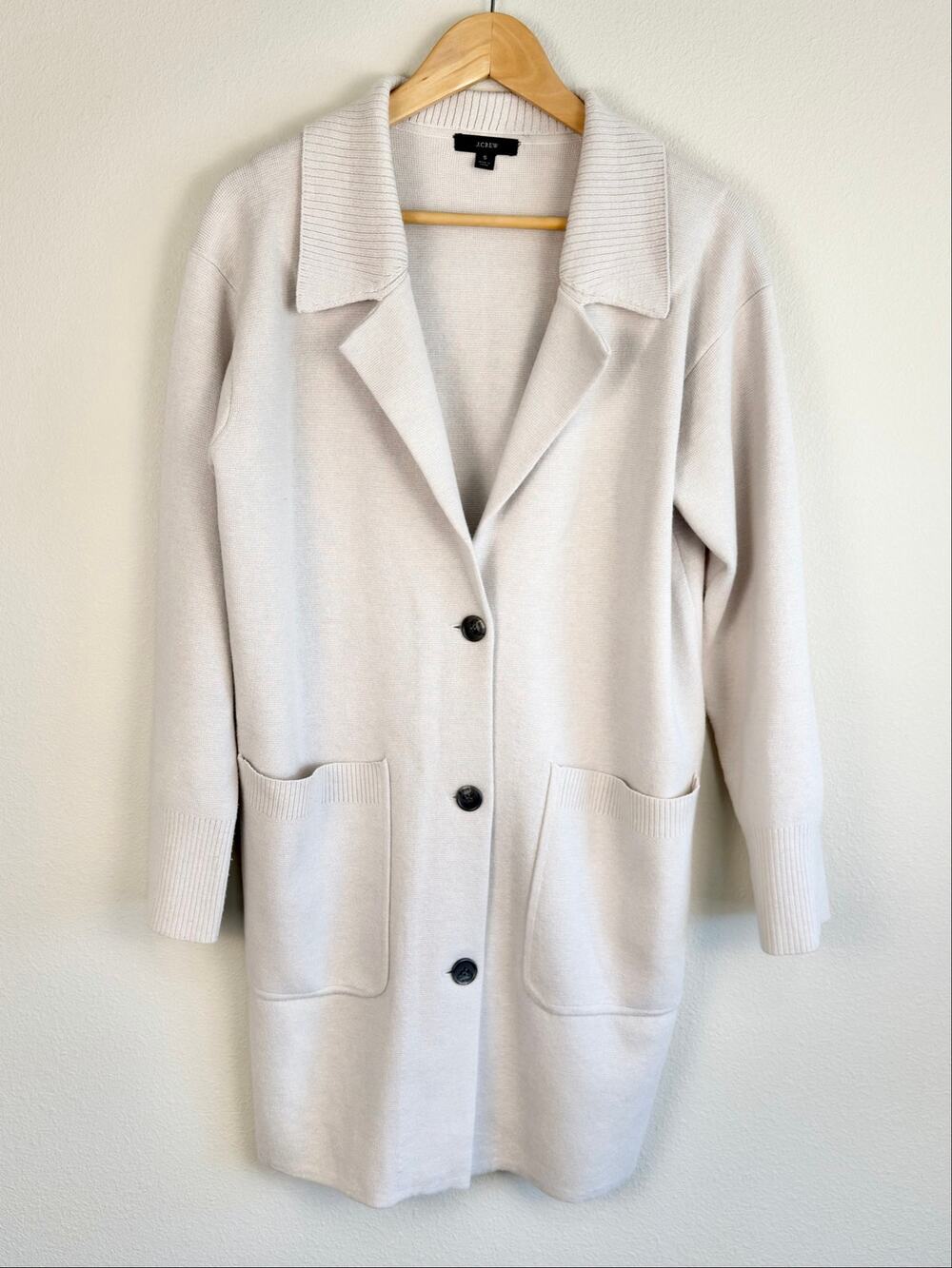 J. Crew Collared Sweater-Jacket Coatigan Sweater Blazer Small Wool Blend Office